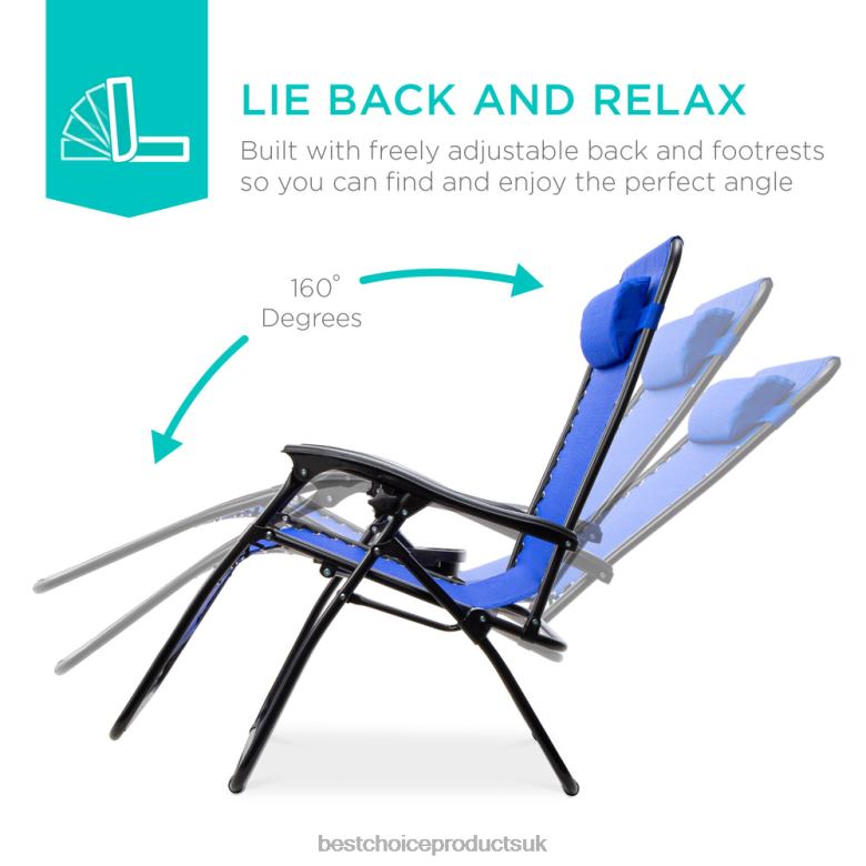 Outdoor Living | Best Choice ProductsSet of 2 Adjustable Zero Gravity Patio Chair Recliners w/ Cup Holders N62R803 Cobalt Blue