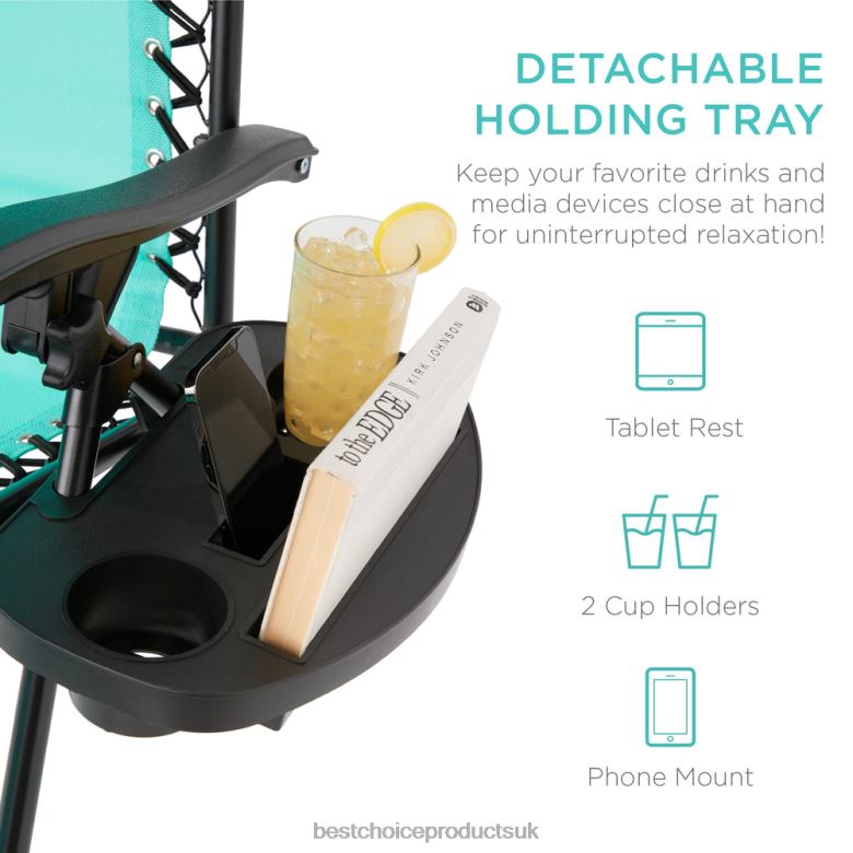 Outdoor Living | Best Choice ProductsSet of 2 Adjustable Zero Gravity Patio Chair Recliners w/ Cup Holders N62R809 Mint