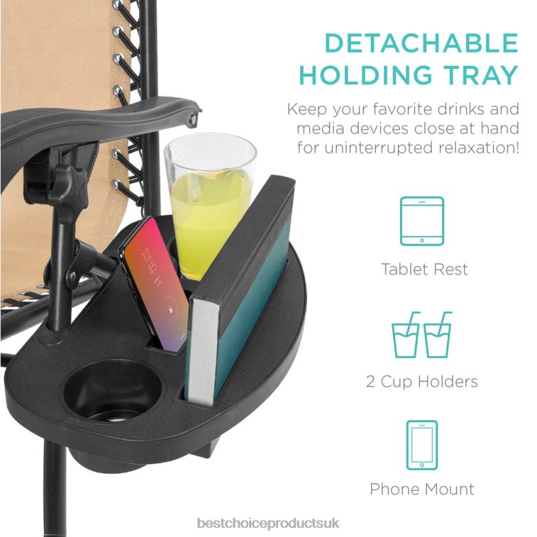 Outdoor Living | Best Choice ProductsSet of 2 Adjustable Zero Gravity Patio Chair Recliners w/ Cup Holders N62R810 Sand