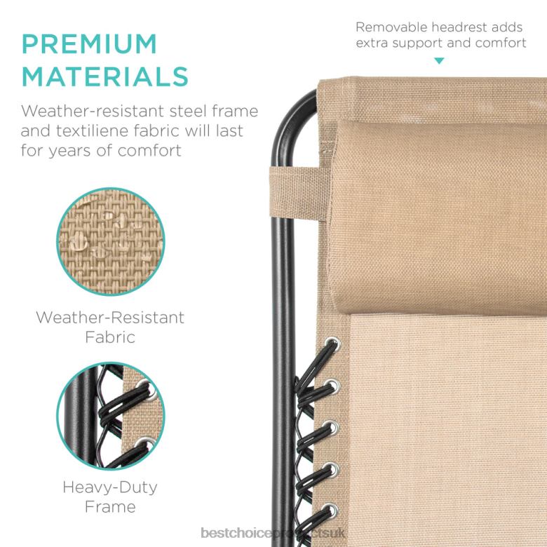 Outdoor Living | Best Choice ProductsSet of 2 Adjustable Zero Gravity Patio Chair Recliners w/ Cup Holders N62R810 Sand