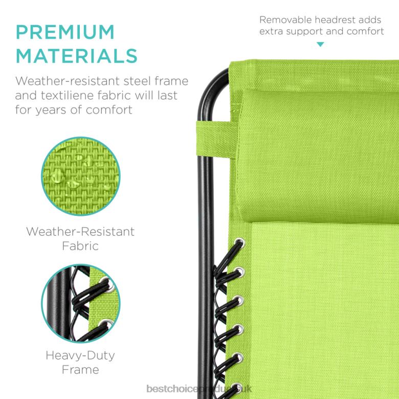 Outdoor Living | Best Choice ProductsSet of 2 Adjustable Zero Gravity Patio Chair Recliners w/ Cup Holders N62R811 Lime Green