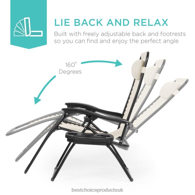 Outdoor Living | Best Choice ProductsSet of 2 Adjustable Zero Gravity Patio Chair Recliners w/ Cup Holders N62R813 Ivory