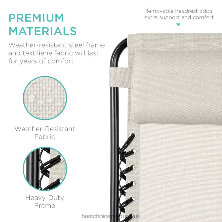 Outdoor Living | Best Choice ProductsSet of 2 Adjustable Zero Gravity Patio Chair Recliners w/ Cup Holders N62R813 Ivory