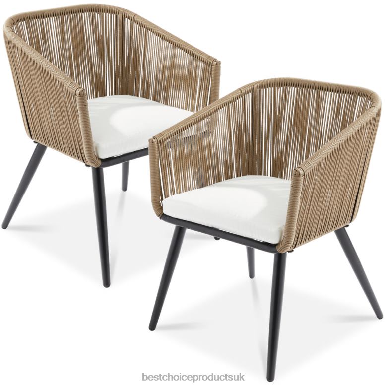 Outdoor Living | Best Choice ProductsSet of 2 Indoor Outdoor Woven Wicker Patio Dining Chairs, 250lb Capacity N62R1437 Natural/Ivory