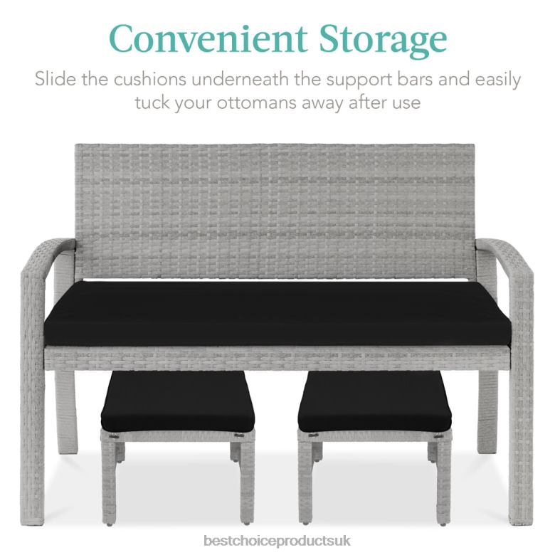 Outdoor Living | Best Choice ProductsSet of 2 Multipurpose Wicker Ottomans w/ Removable Cushions, Steel Frame N62R921 Gray/Black