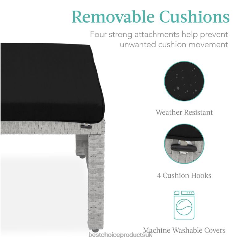 Outdoor Living | Best Choice ProductsSet of 2 Multipurpose Wicker Ottomans w/ Removable Cushions, Steel Frame N62R921 Gray/Black