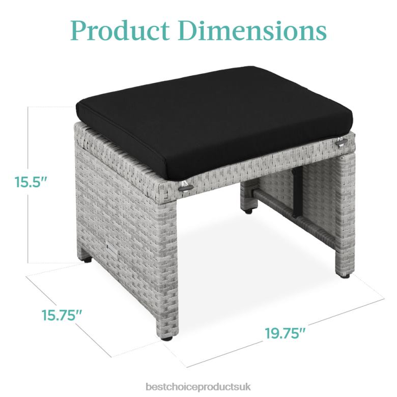 Outdoor Living | Best Choice ProductsSet of 2 Multipurpose Wicker Ottomans w/ Removable Cushions, Steel Frame N62R921 Gray/Black