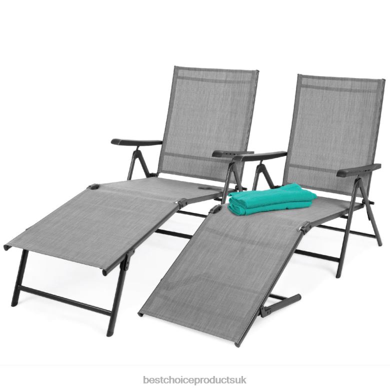 Outdoor Living | Best Choice ProductsSet of 2 Outdoor Patio Chaise Recliner Lounge Chairs w/ Rust-Resistant Frame N62R825 Gray