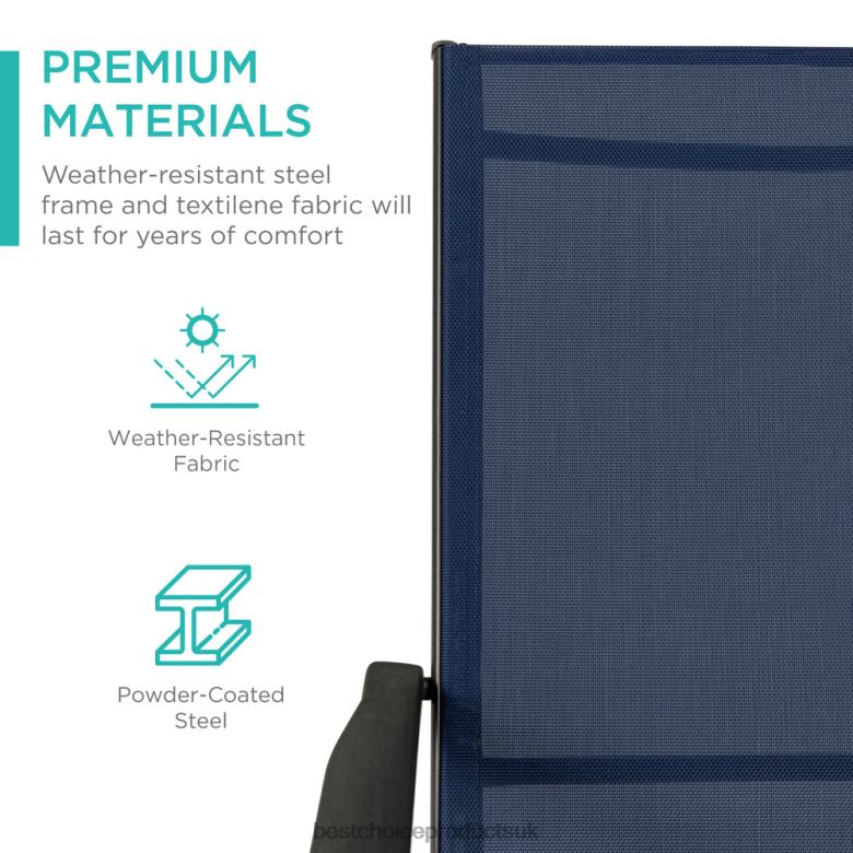 Outdoor Living | Best Choice ProductsSet of 2 Outdoor Patio Chaise Recliner Lounge Chairs w/ Rust-Resistant Frame N62R826 Navy