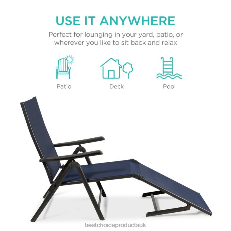 Outdoor Living | Best Choice ProductsSet of 2 Outdoor Patio Chaise Recliner Lounge Chairs w/ Rust-Resistant Frame N62R826 Navy