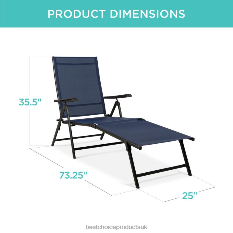 Outdoor Living | Best Choice ProductsSet of 2 Outdoor Patio Chaise Recliner Lounge Chairs w/ Rust-Resistant Frame N62R826 Navy