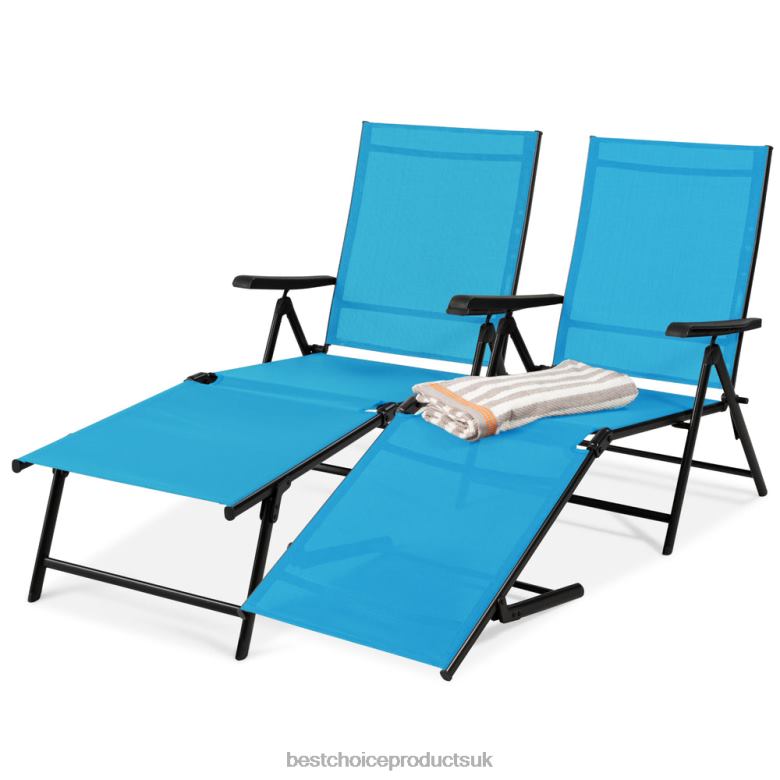 Outdoor Living | Best Choice ProductsSet of 2 Outdoor Patio Chaise Recliner Lounge Chairs w/ Rust-Resistant Frame N62R827 Sky Blue