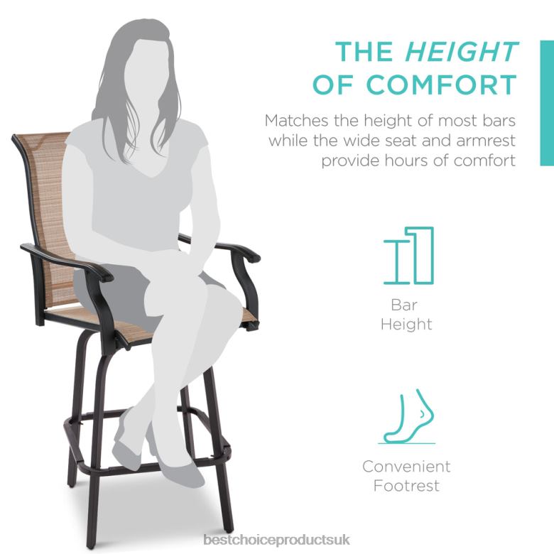 Outdoor Living | Best Choice ProductsSet of 2 Swivel Barstools w/ 360 Rotation, All-Weather Mesh N62R1384 Tan