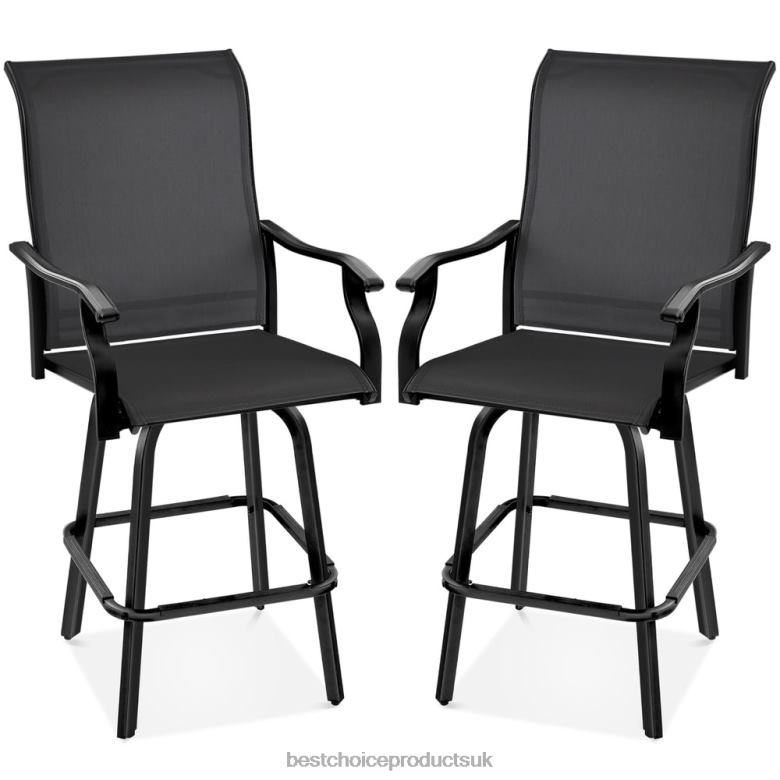 Outdoor Living | Best Choice ProductsSet of 2 Swivel Barstools w/ 360 Rotation, All-Weather Mesh N62R1386 Black