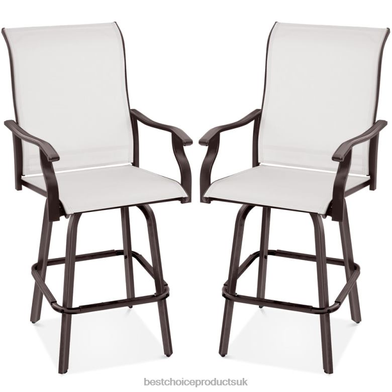 Outdoor Living | Best Choice ProductsSet of 2 Swivel Barstools w/ 360 Rotation, All-Weather Mesh N62R1388 Ivory