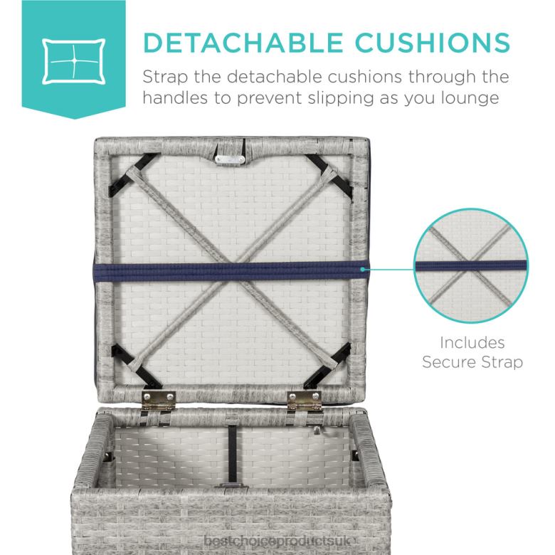 Outdoor Living | Best Choice ProductsSet of 2 Wicker Ottomans, Multipurpose w/ Removable Cushions, Steel Frame N62R894 Gray/Navy