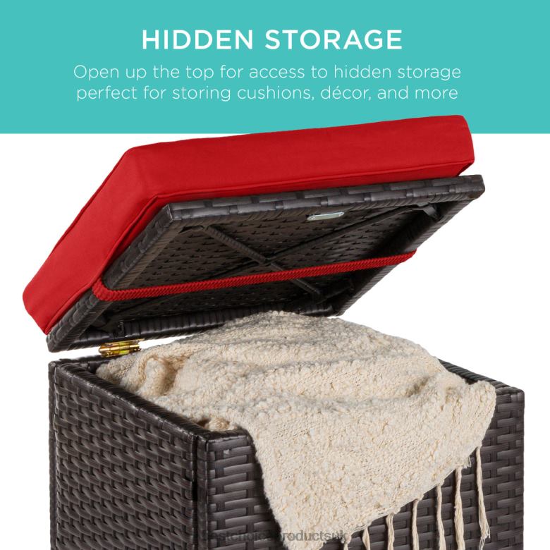 Outdoor Living | Best Choice ProductsSet of 2 Wicker Ottomans, Multipurpose w/ Removable Cushions, Steel Frame N62R895 Red/Brown