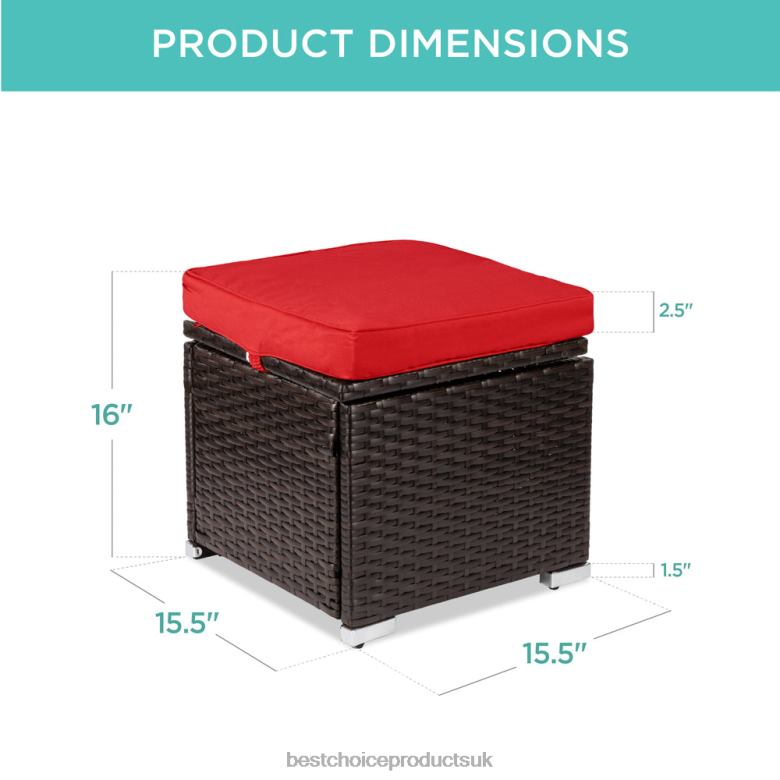 Outdoor Living | Best Choice ProductsSet of 2 Wicker Ottomans, Multipurpose w/ Removable Cushions, Steel Frame N62R895 Red/Brown