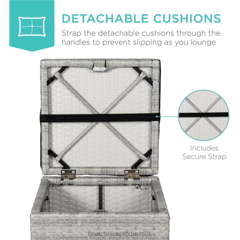 Outdoor Living | Best Choice ProductsSet of 2 Wicker Ottomans, Multipurpose w/ Removable Cushions, Steel Frame N62R896 Gray/Black