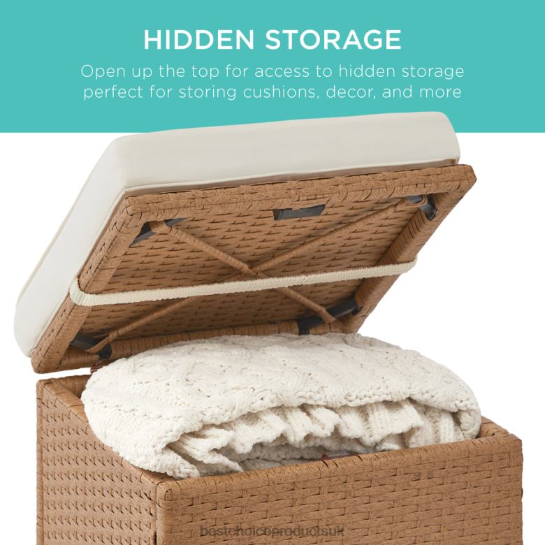 Outdoor Living | Best Choice ProductsSet of 2 Wicker Ottomans, Multipurpose w/ Removable Cushions, Steel Frame N62R898 Natural/Ivory