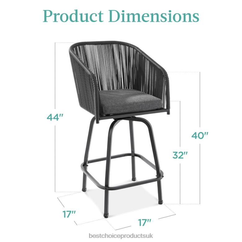 Outdoor Living | Best Choice ProductsSet of 2 Woven Wicker Swivel Barstools w/ 360 Rotation, Steel Frame N62R1439 Black/Gray