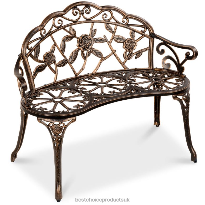 Outdoor Living | Best Choice ProductsSteel Garden Bench Outdoor Patio Furniture w/ Floral Rose Accent N62R1454 Bronze