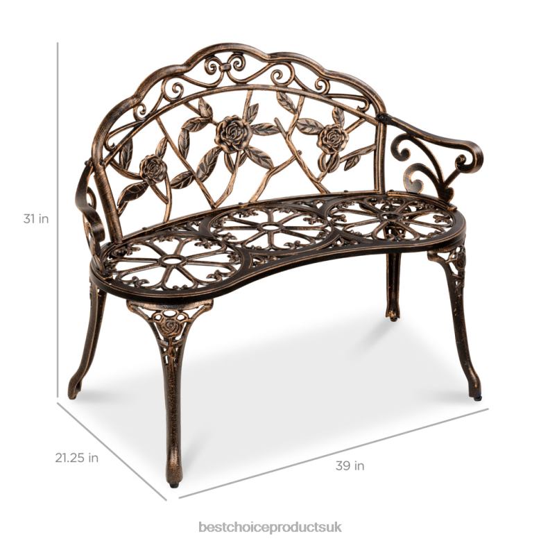 Outdoor Living | Best Choice ProductsSteel Garden Bench Outdoor Patio Furniture w/ Floral Rose Accent N62R1454 Bronze