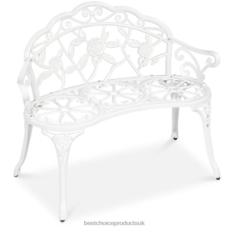 Outdoor Living | Best Choice ProductsSteel Garden Bench Outdoor Patio Furniture w/ Floral Rose Accent N62R1455 White