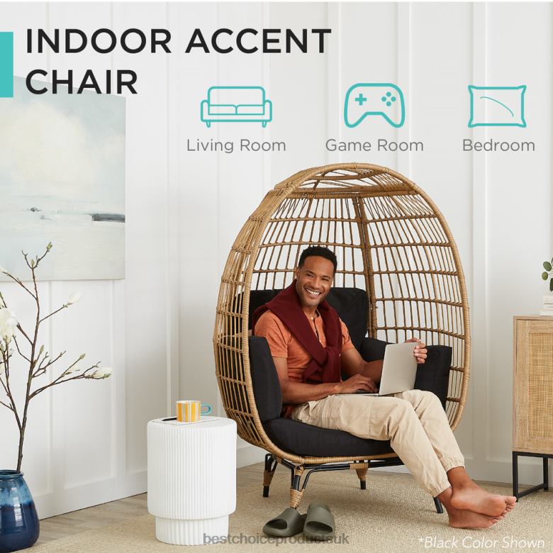 Outdoor Living | Best Choice ProductsWicker Egg Chair Oversized Indoor Outdoor Patio Lounger N62R1321 Gray/Heather Gray