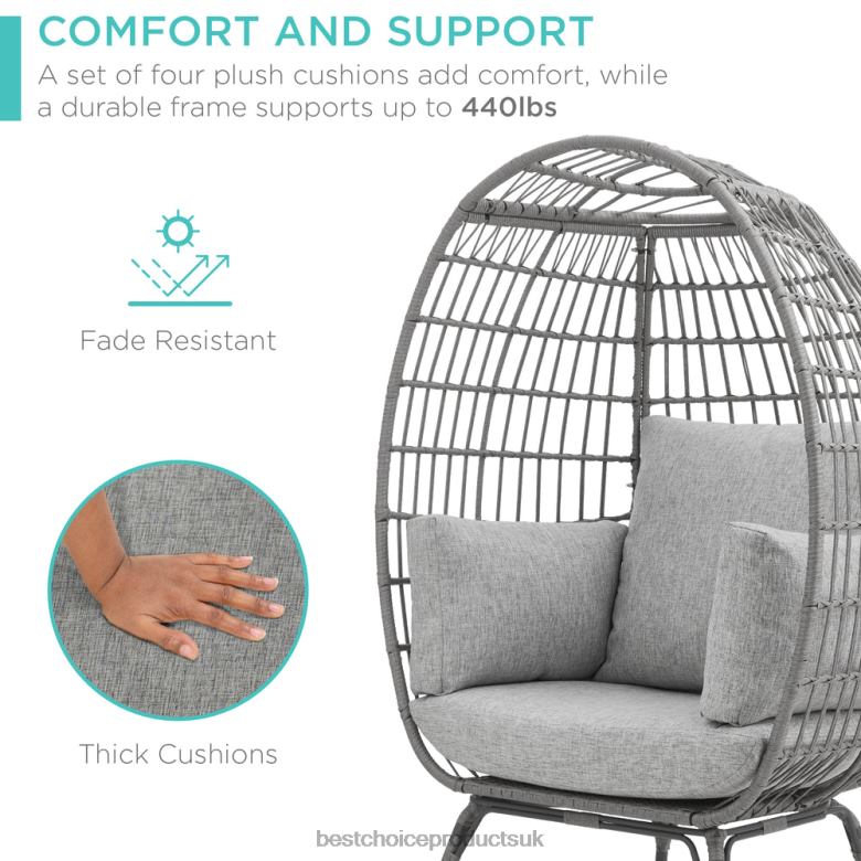 Outdoor Living | Best Choice ProductsWicker Egg Chair Oversized Indoor Outdoor Patio Lounger N62R1321 Gray/Heather Gray