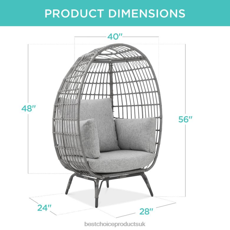 Outdoor Living | Best Choice ProductsWicker Egg Chair Oversized Indoor Outdoor Patio Lounger N62R1321 Gray/Heather Gray