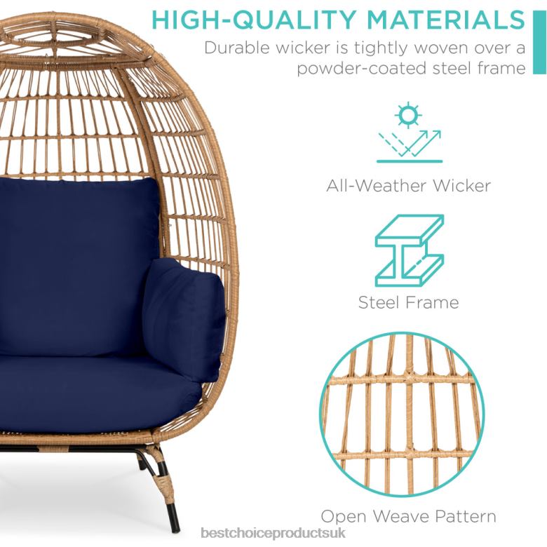 Outdoor Living | Best Choice ProductsWicker Egg Chair Oversized Indoor Outdoor Patio Lounger N62R1324 Navy
