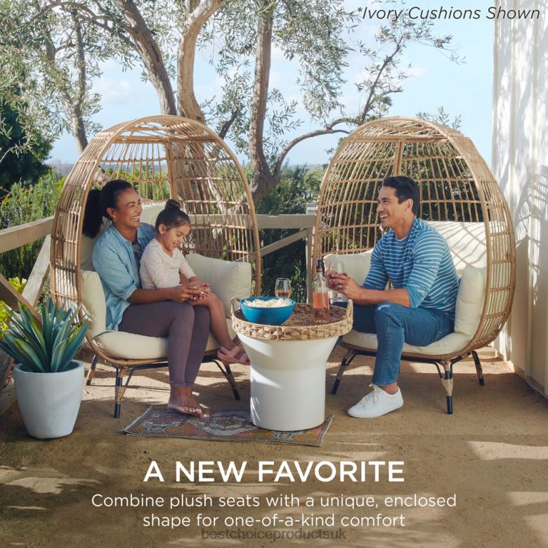 Outdoor Living | Best Choice ProductsWicker Egg Chair Oversized Indoor Outdoor Patio Lounger N62R1324 Navy