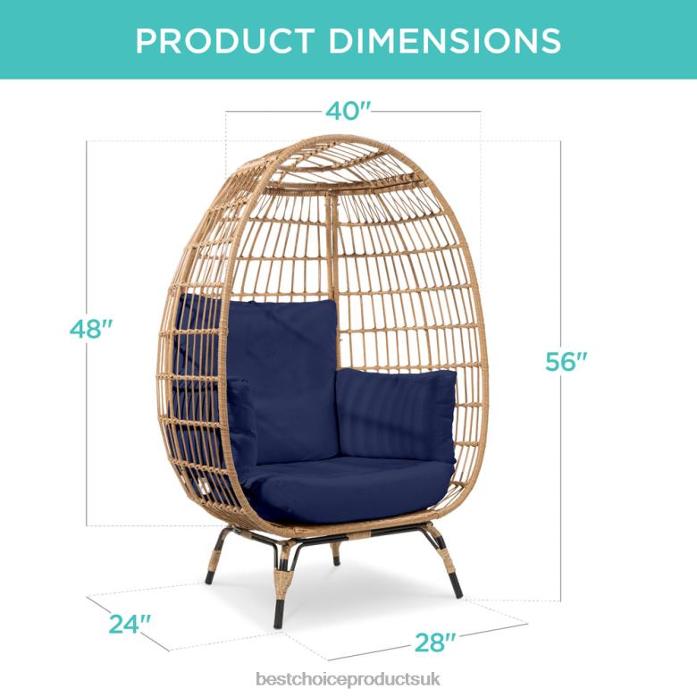 Outdoor Living | Best Choice ProductsWicker Egg Chair Oversized Indoor Outdoor Patio Lounger N62R1324 Navy