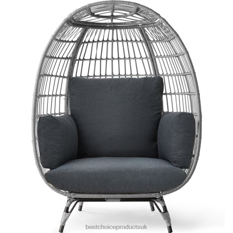 Outdoor Living | Best Choice ProductsWicker Egg Chair Oversized Indoor Outdoor Patio Lounger N62R1325 Gray/Charcoal