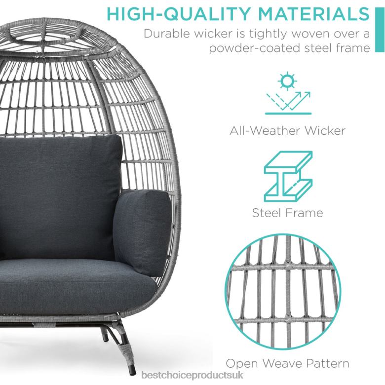 Outdoor Living | Best Choice ProductsWicker Egg Chair Oversized Indoor Outdoor Patio Lounger N62R1325 Gray/Charcoal
