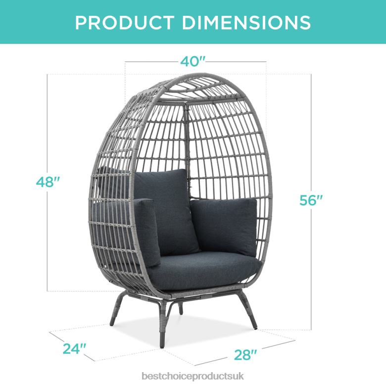 Outdoor Living | Best Choice ProductsWicker Egg Chair Oversized Indoor Outdoor Patio Lounger N62R1325 Gray/Charcoal