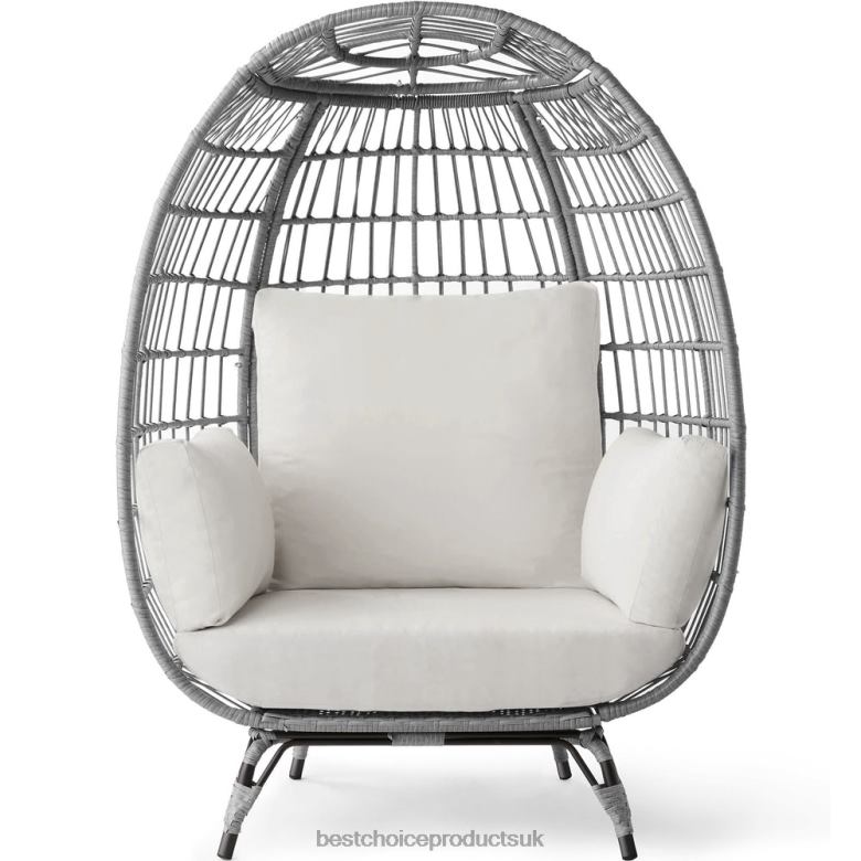 Outdoor Living | Best Choice ProductsWicker Egg Chair Oversized Indoor Outdoor Patio Lounger N62R1326 Gray/White Sand