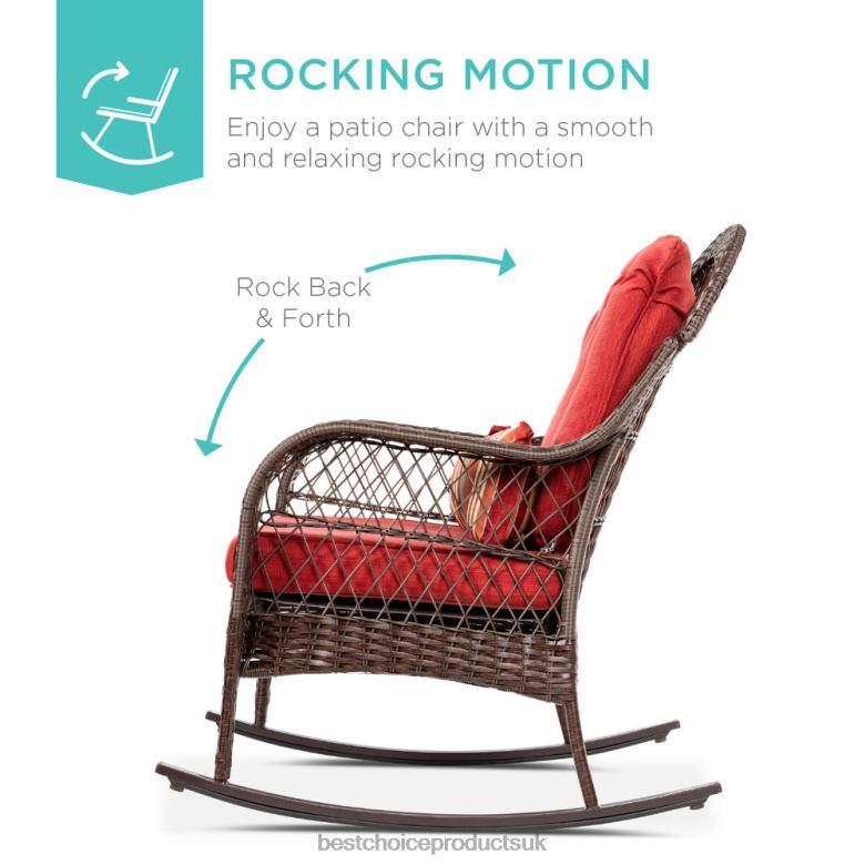 Outdoor Living | Best Choice ProductsWicker Rocking Chair w/ Steel Frame, Decorative Pillow, Cushions N62R1473 Red