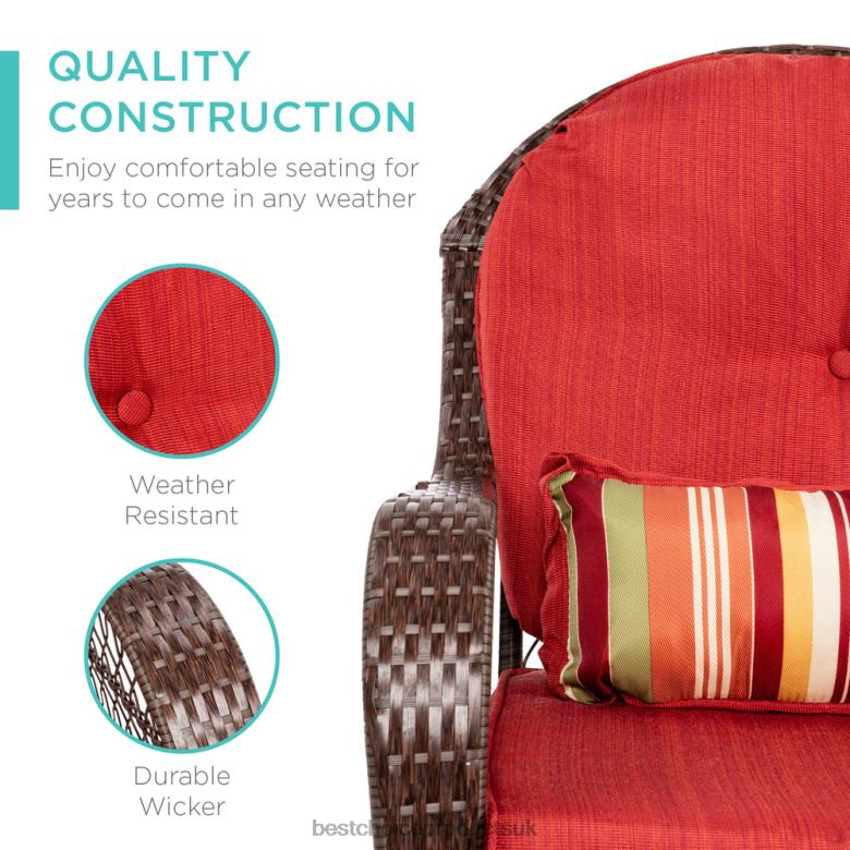 Outdoor Living | Best Choice ProductsWicker Rocking Chair w/ Steel Frame, Decorative Pillow, Cushions N62R1473 Red