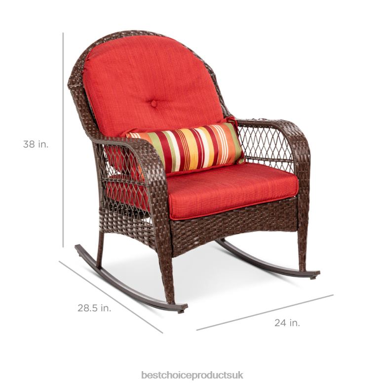 Outdoor Living | Best Choice ProductsWicker Rocking Chair w/ Steel Frame, Decorative Pillow, Cushions N62R1473 Red