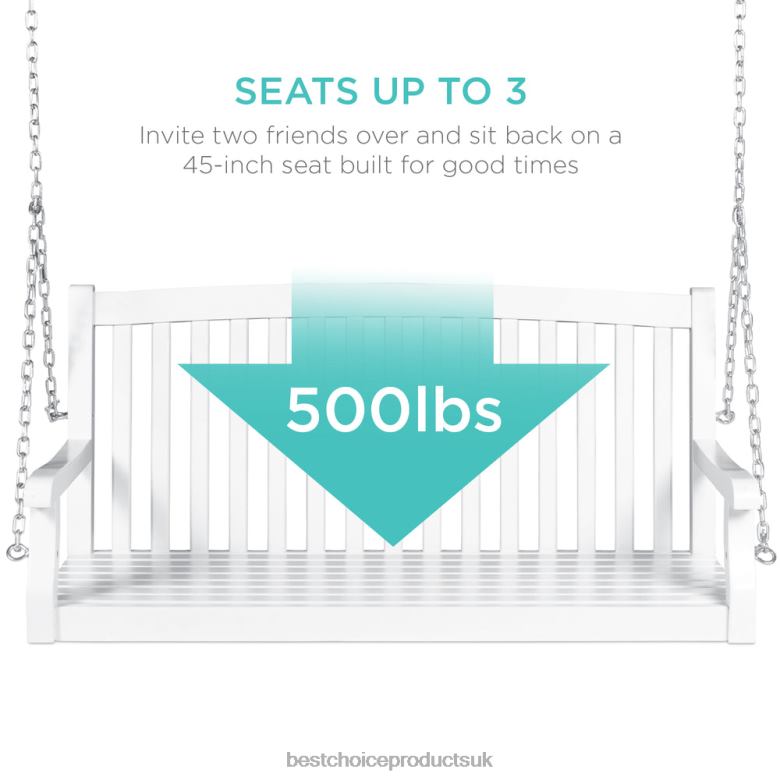 Outdoor Living | Best Choice ProductsWooden Curved Back Hanging Porch Swing Bench w/ Mounting Chains N62R941 White