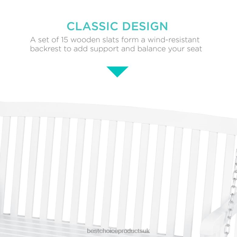 Outdoor Living | Best Choice ProductsWooden Curved Back Hanging Porch Swing Bench w/ Mounting Chains N62R941 White