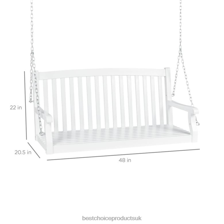 Outdoor Living | Best Choice ProductsWooden Curved Back Hanging Porch Swing Bench w/ Mounting Chains N62R941 White