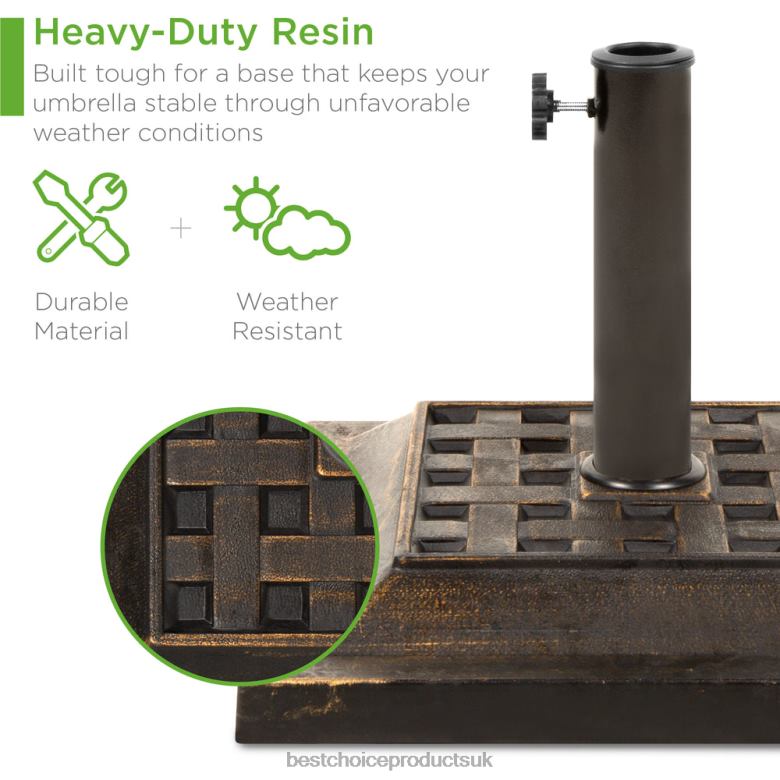 Outdoor Living | Best Choice Products26lb Steel Square Patio Umbrella Base Stand, Basketweave Pattern N62R927 Bronze