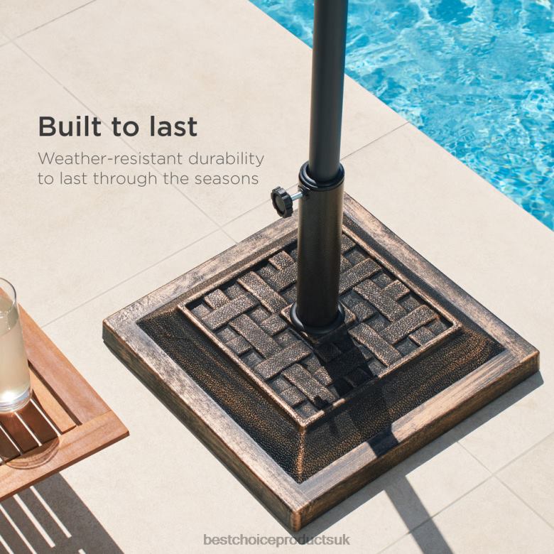 Outdoor Living | Best Choice Products26lb Steel Square Patio Umbrella Base Stand, Basketweave Pattern N62R927 Bronze