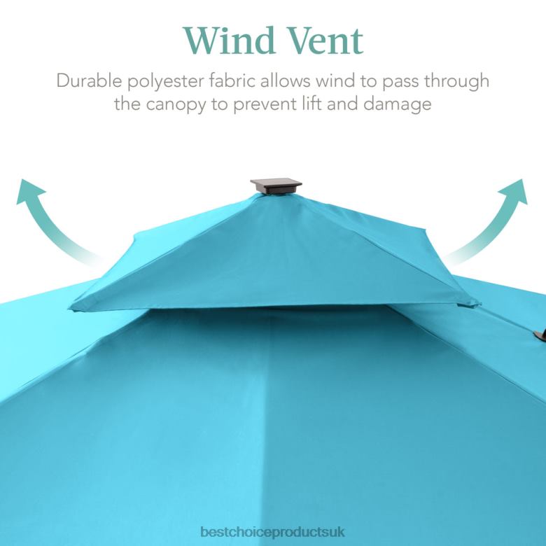 Outdoor Living | Best Choice Products2-Tier Square LED Cantilever Offset Umbrella w/ 360 Rotation, Base N62R902 Sky Blue