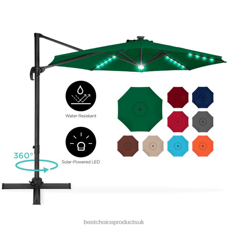 Outdoor Living | Best Choice Products360-Degree LED Cantilever Offset Patio Umbrella w/ Tilt N62R868 Green