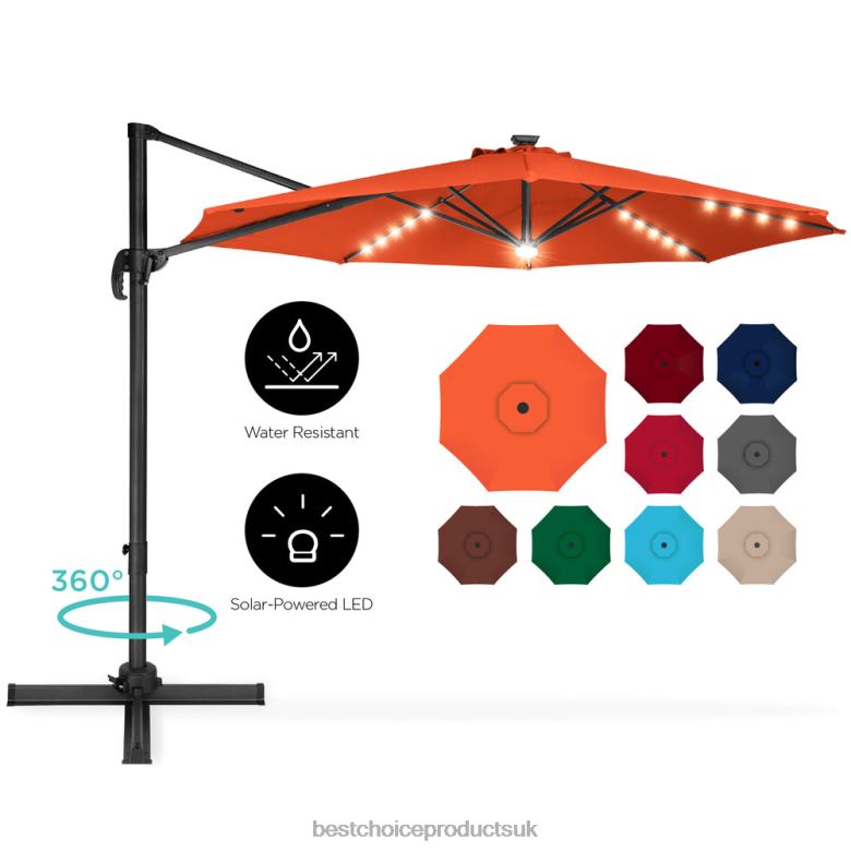 Outdoor Living | Best Choice Products360-Degree LED Cantilever Offset Patio Umbrella w/ Tilt N62R869 Orange