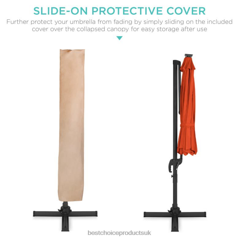 Outdoor Living | Best Choice Products360-Degree LED Cantilever Offset Patio Umbrella w/ Tilt N62R869 Orange